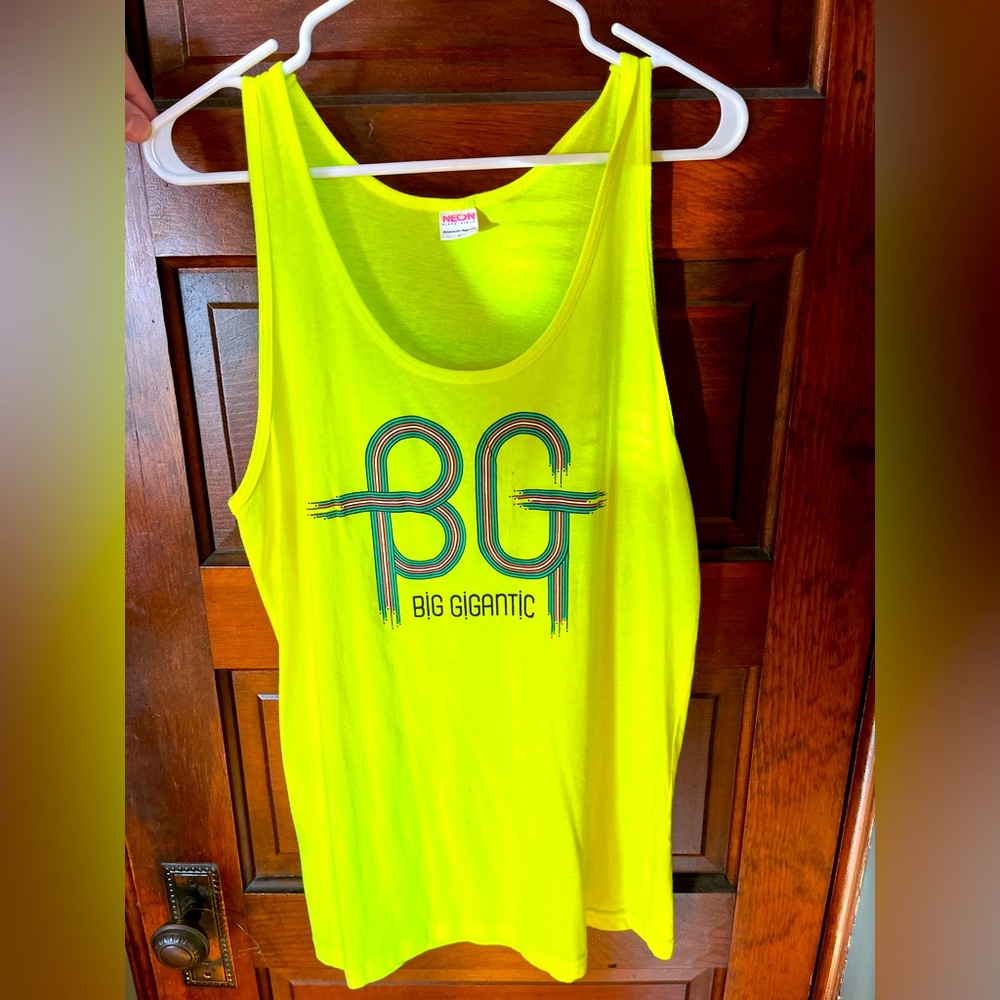 Big Gigantic Concert Tank Top Sleeveless EDM Tour Band Large Neon